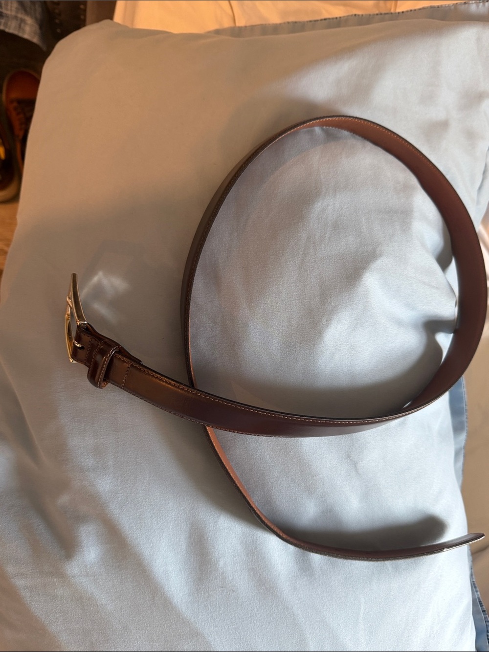 Brooks Brothers Brown Leather Dress Belt with Gold Buckle size 38 Mint Authentic